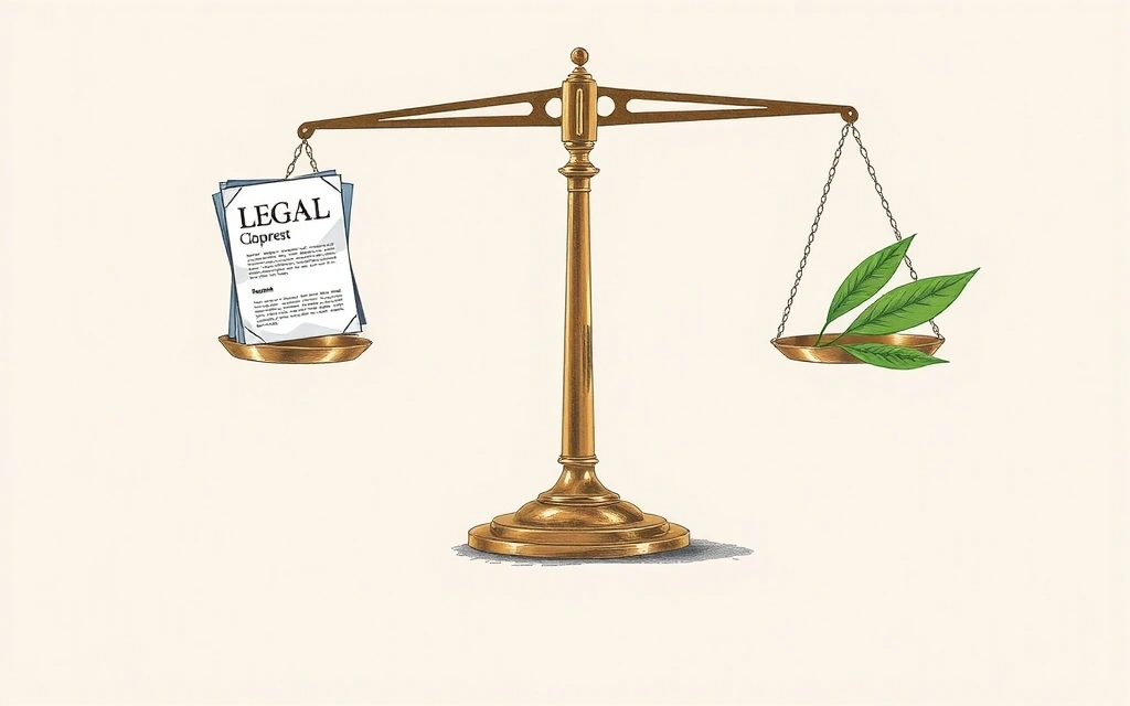 Ilustrație cu o balanță și documente, simbolizând justiția și echilibrul în termeni legali